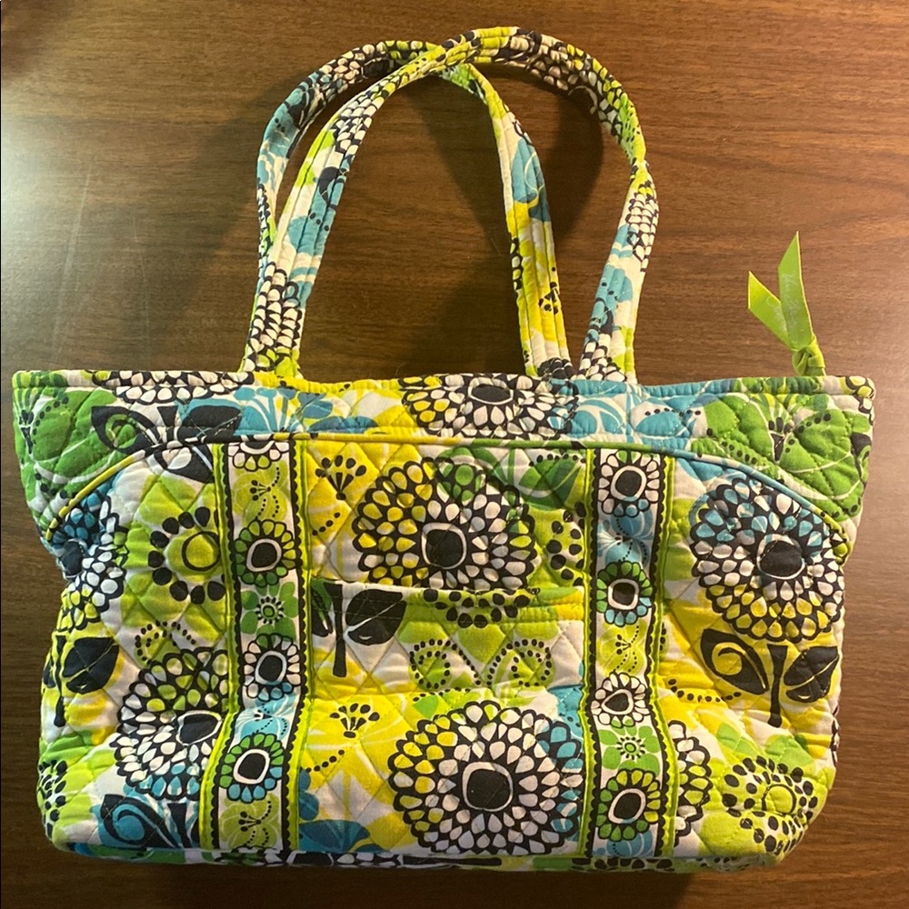 Vera Bradley Green and Blue Quilted Tote Bag